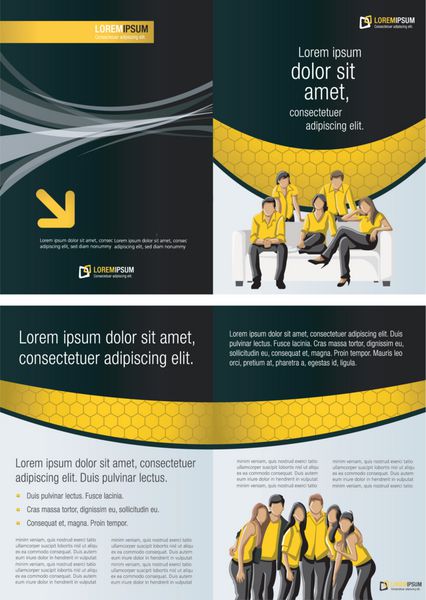 بروشور قالب زرد برای تبلیغات با افراد تجاری