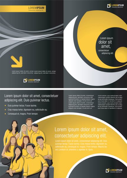 بروشور قالب زرد برای تبلیغات با افراد تجاری