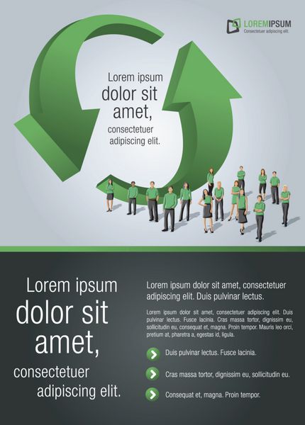قالب سبز برای بروشور تبلیغاتی با افراد تجاری