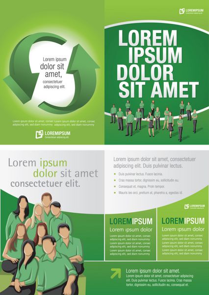 قالب سبز برای بروشور تبلیغاتی با افراد تجاری