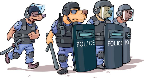 سگ های کارتونی با لباس پلیس