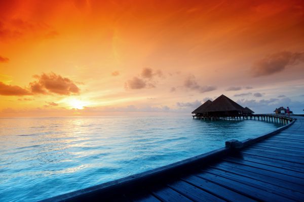 خانه های مالدیو در طلوع خورشید