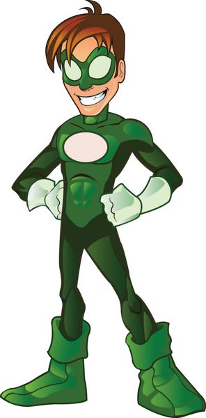 قهرمان سوپر پسر سبز همه دست ها روی کمر