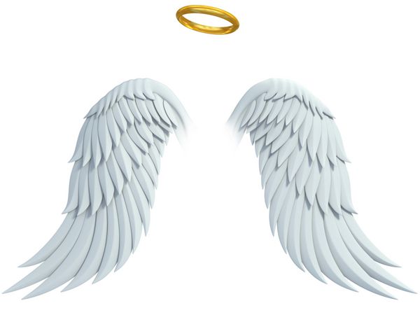 عناصر طراحی فرشته - بال ها و هاله طلایی جدا شده