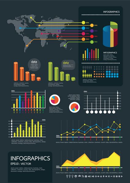 مجموعه اینفوگرافیک و وکتور اطلاعات گرافیک