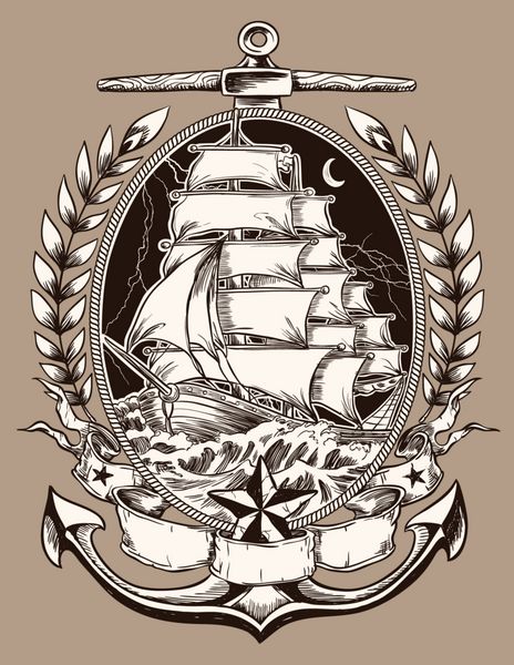 کشتی دزدان دریایی به سبک تاتو در تاج