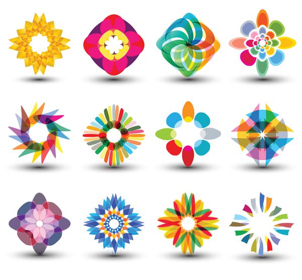 مجموعه ای از عناصر طراحی رنگارنگ نمادها