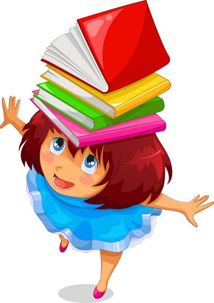 دختری با کتاب روی سر