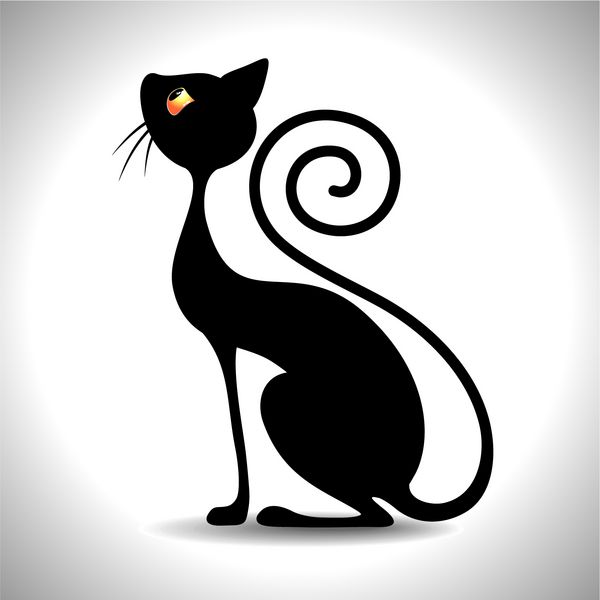 Gatto Nero Art Deco - Black Cat Vintage Art Design-Vector