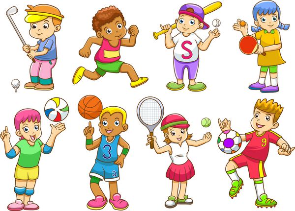تصویری از کودکان در حال انجام ورزش های مختلف