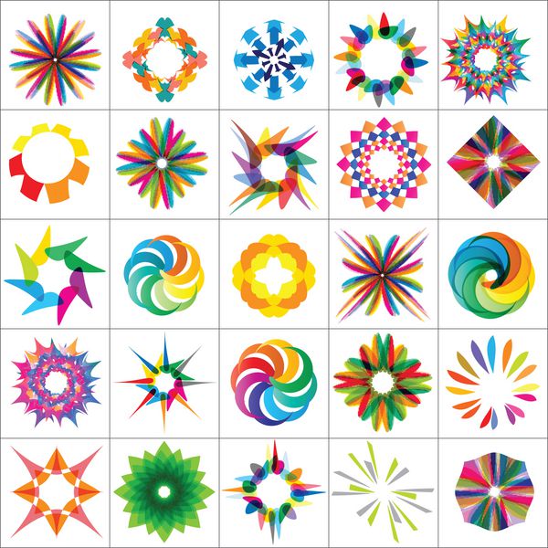 مجموعه ای از 25 عنصر طراحی رنگارنگ نمادها