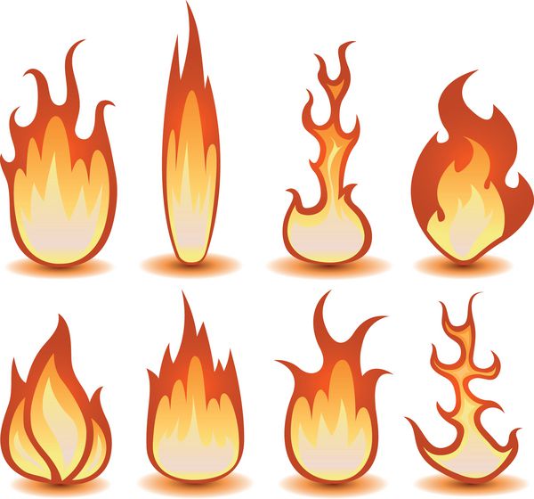 مجموعه نمادهای آتش و شعله