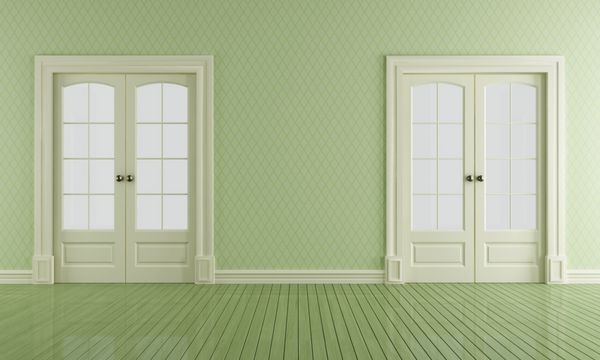 اتاق سبز رنگ با درهای کشویی