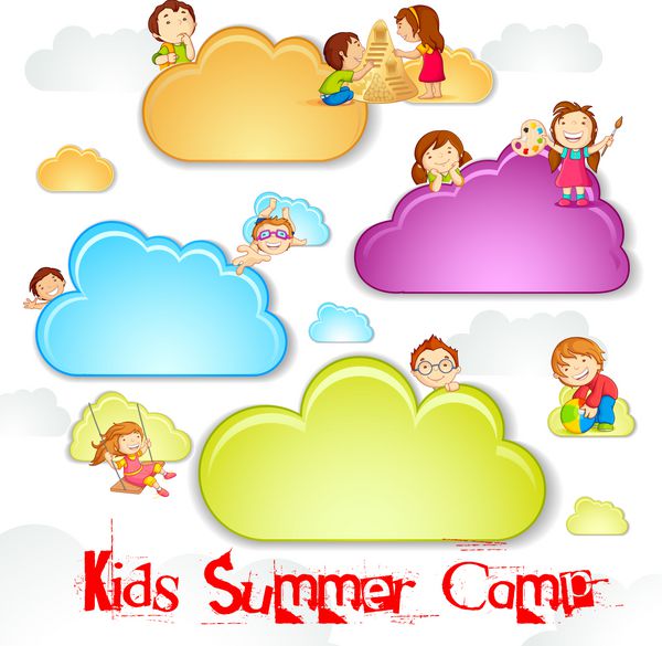 وکتور از بچه بازی در ابر برای اردوی تابستانی