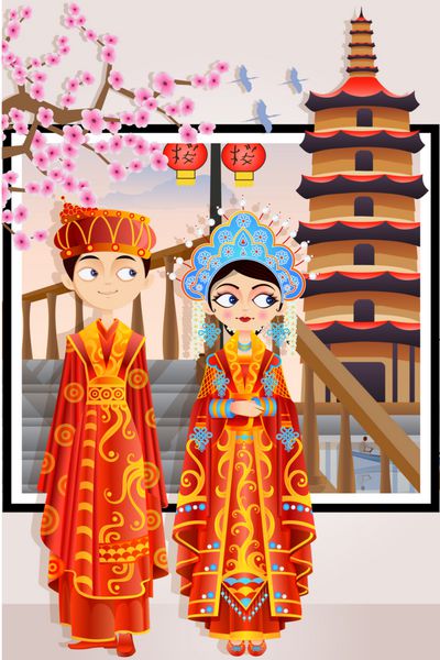 زوج عروس چینی