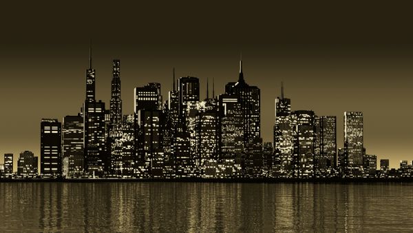 Skyline bei Nacht- Sepia