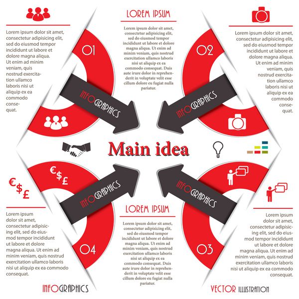 الگوی اینفوگرافیک مدرن با فلش طراحی کسب و کار وکتور