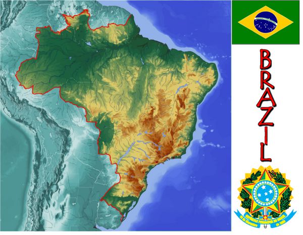 نقشه آرم برزیل آمریکا نماد تقسیمات اداری
