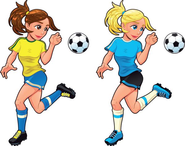 بازیکنان زن فوتبال وکتور کارتون و شخصیت های جدا شده