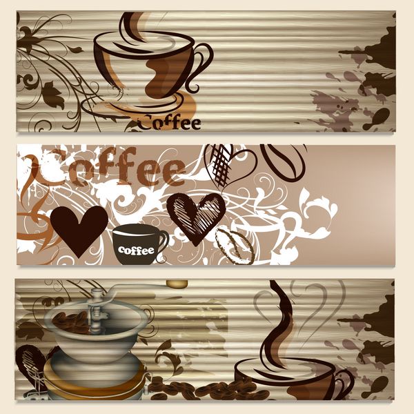 بروشور قهوه با فنجان و دانه برای طراحی