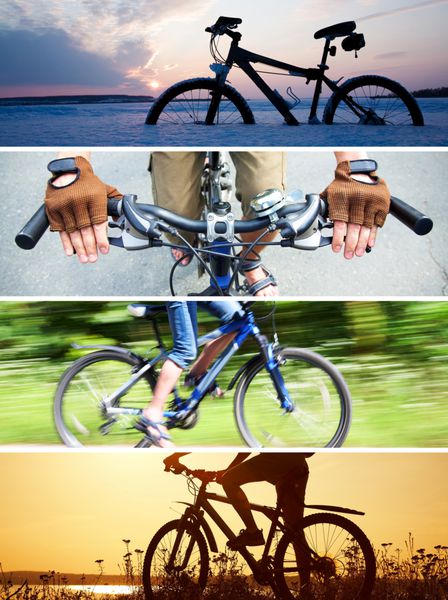 کولاژ در دوچرخه سواری در هر فصل