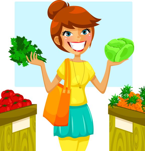 زن در حال خرید سبزیجات