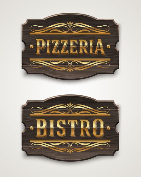 تابلوهای چوبی قدیمی برای پیتزا فروشی و اغذیه فروشی
