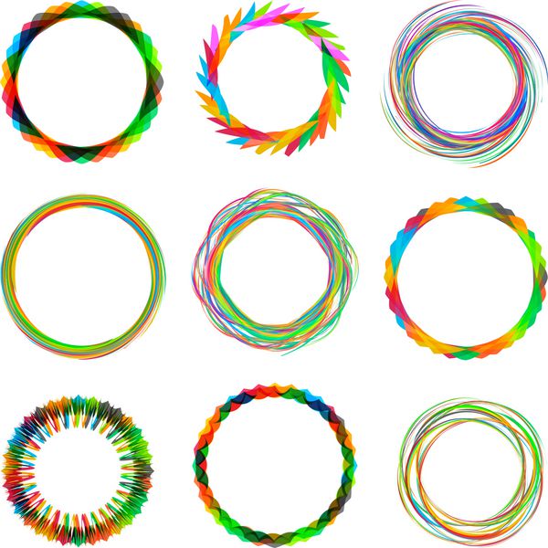 مجموعه ای از دایره های رنگارنگ عناصر طراحی انتزاعی