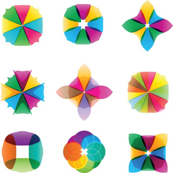 مجموعه ای از عناصر طراحی رنگارنگ نمادها