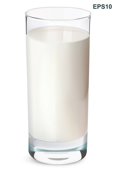 لیوان شیر جدا شده روی سفید وکتور