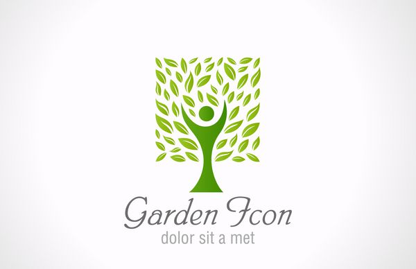 لوگوی اکو درخت سبز طراحی زیستی باغ اکولوژی علامت ارگانیک