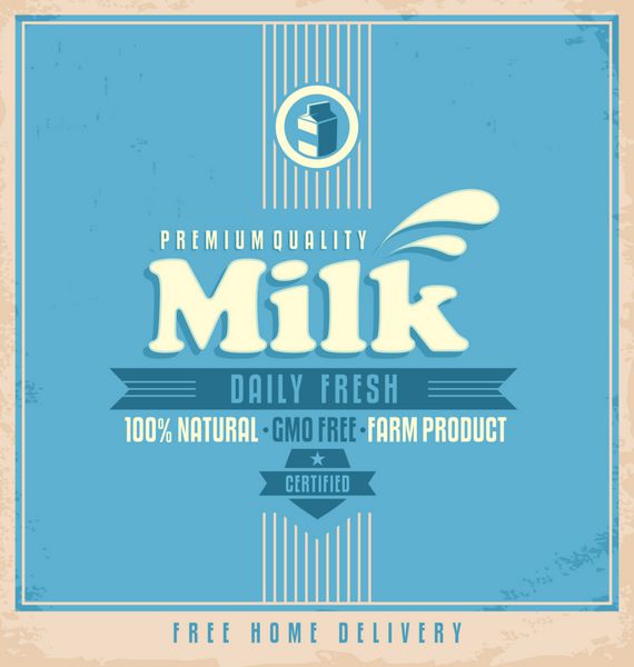 طراحی پوستر رترو شیر طبیعی روزانه