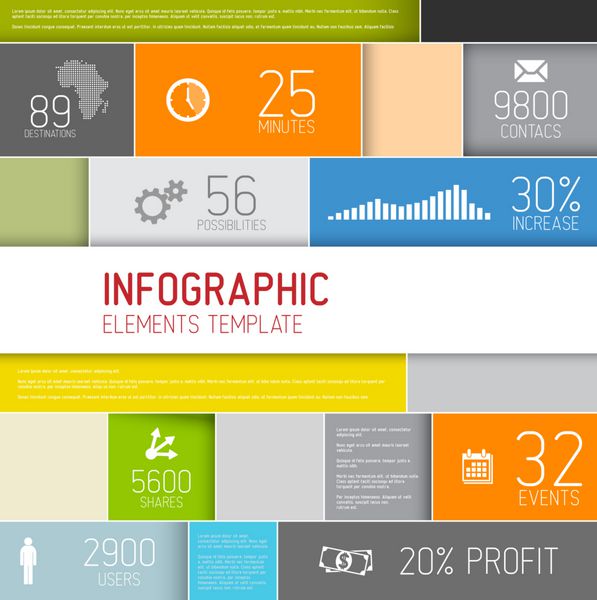 وکتور قالب اینفوگرافیک مستطیل های انتزاعی