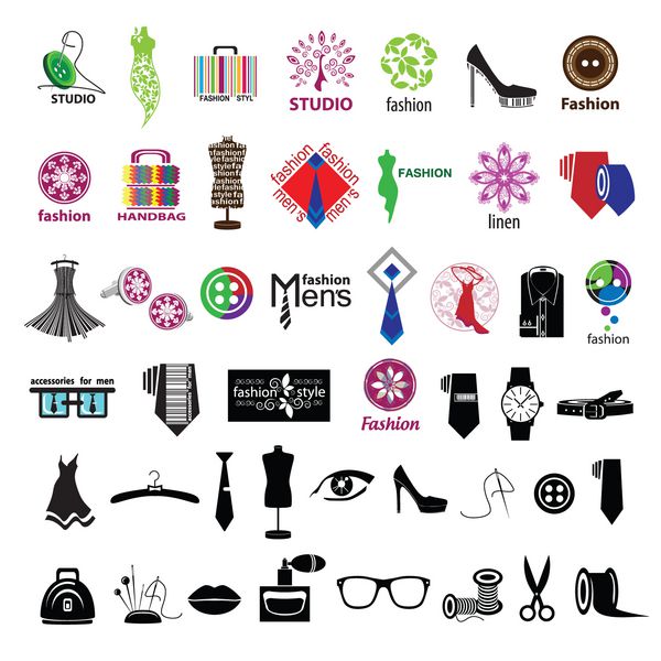 مجموعه ای از لوگوهای وکتور برای لباس و لوازم جانبی مد
