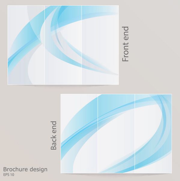 بروشور layout سه تایی طراحی با رنگ آبی توسط امواج