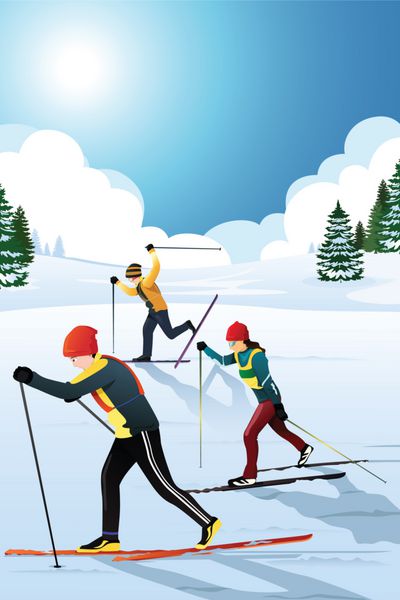 اسکی بازان در زمستان