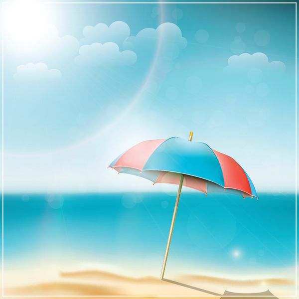 روز تابستانی در ساحل اقیانوس با چتر