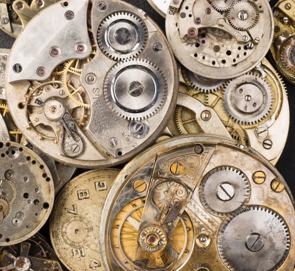 قطعات بدنه ساعت جیبی قدیمی نقره ای طلایی دقیق