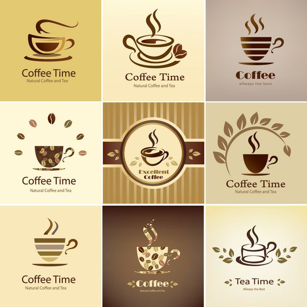 مجموعه نشان کافه مجموعه ای از نمادهای فنجان قهوه