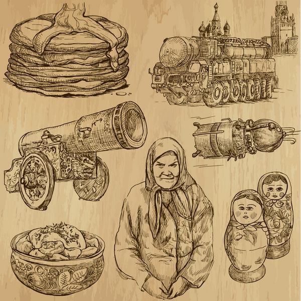 روسیه مسافرتی مجموعه شماره 1 - مجموعه ای از تصاویر طراحی شده با دست