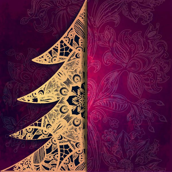 کارت تبریک کریسمس با درخت تزئینی از l