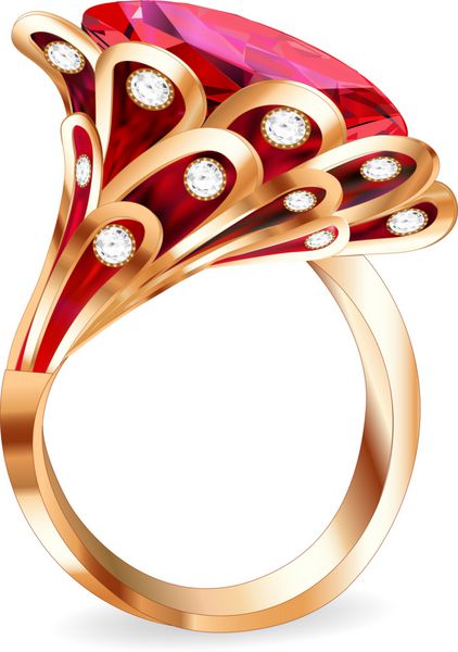 یک قطعه جواهر با انگشتر یاقوت قرمز