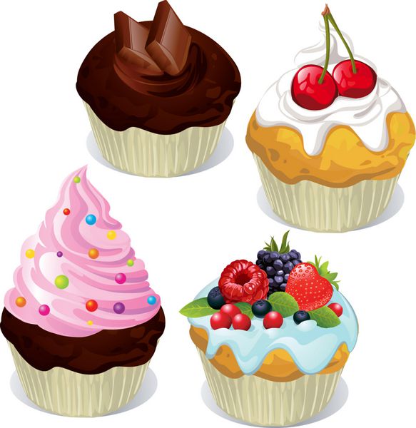 کاپ کیک و کلوچه با طعم ها و رنگ های مختلف جدا شده است