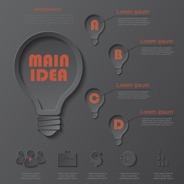 طرح اینفوگرافیک وکتور با لامپ برای کسب و کار شما