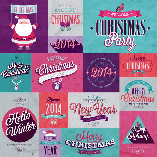 مجموعه کریسمس - برچسب ها نمادها و سایر عناصر تزئینی
