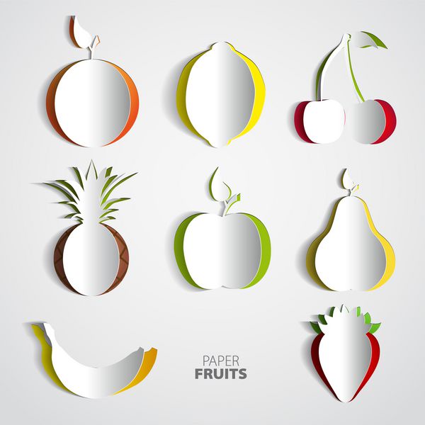 میوه های کاغذی برش خورده - تصویر کارت طراحی مخلوط