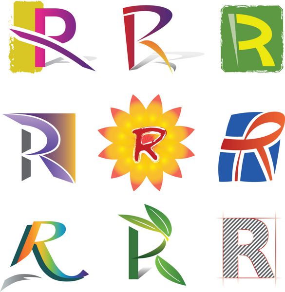 ensemble dicones lettre r pour design logos