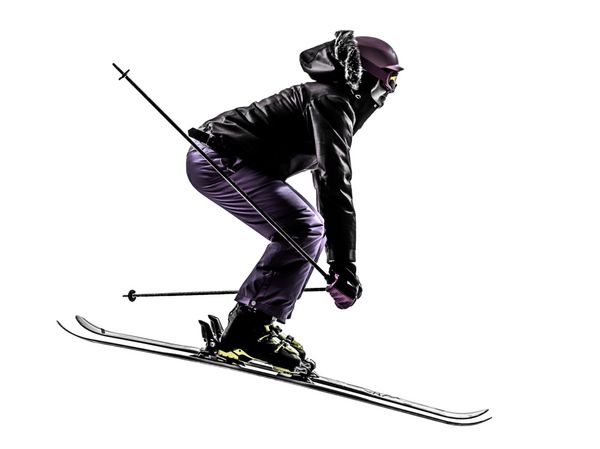 یک زن اسکی باز در حال پرش شبح
