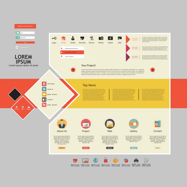 عناصر طراحی وب تخت قالب های وب سایت