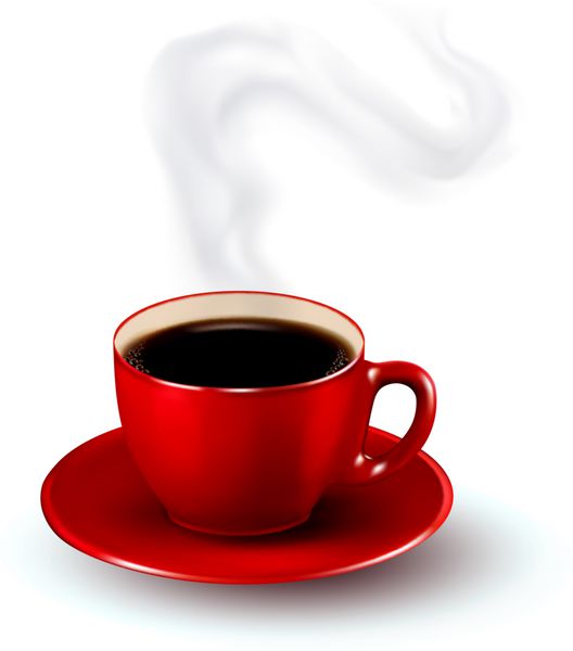فنجان قهوه قرمز عالی با بخار قالب طراحی قهوه ve